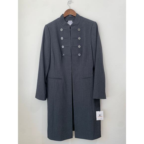 NWT Calvin Klein Jacket Womens 12 Large Longline Charcoal Gray Careerwear Office - Picture 1 of 14